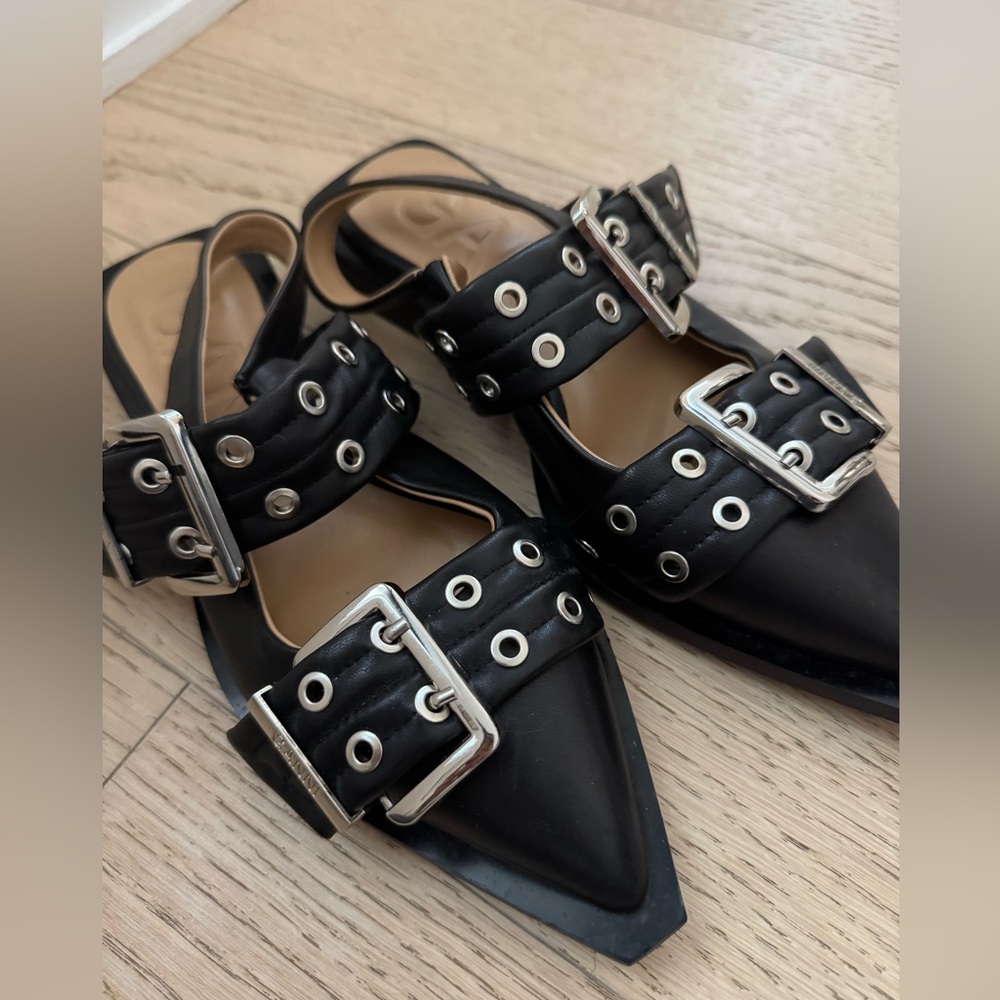 Ganni Buckle Ballerina Flats